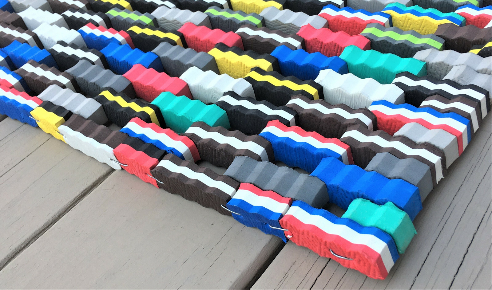 HAPPY COLORS Welcome Door Mat Made From Flip Flop Pcs 18" X 30" Repurposed