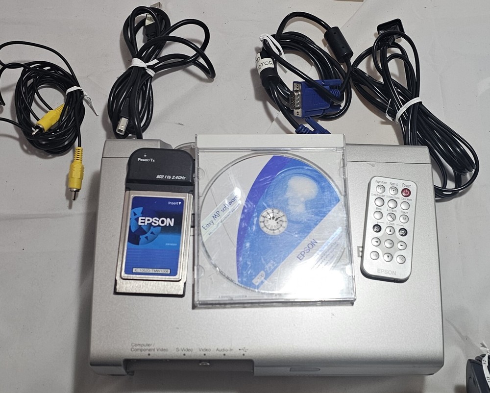 Epson PowerLite 735C LCD Projector W/ Software Cables WI-FI Remote Case + Works