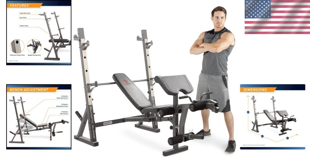 Strength Training Olympic Weight Bench - Compact, Adjustable & Safe for Home Gym