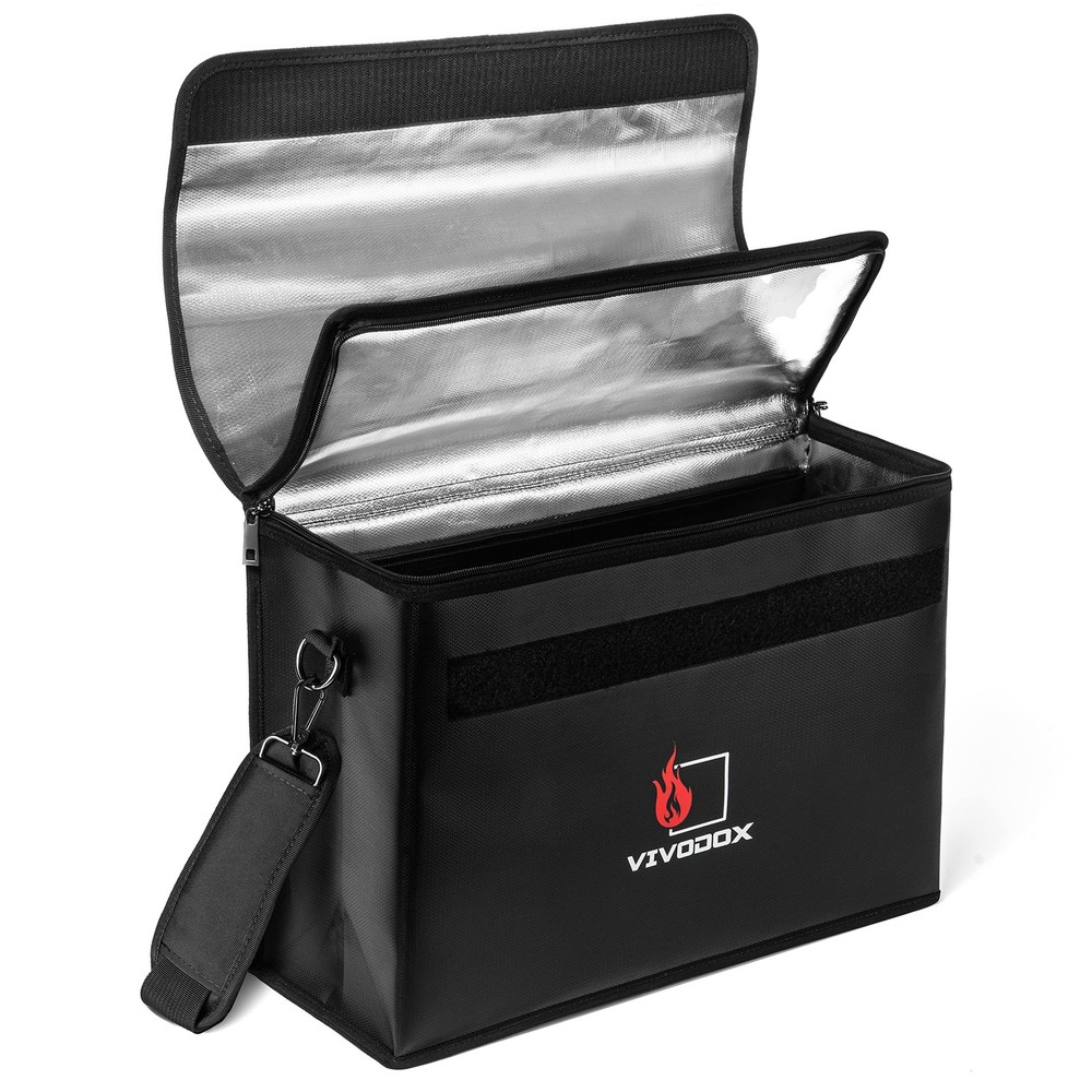 Fireproof Document Bag - Large (17" x 12" x 6") Fireproof Waterproof Storage ...