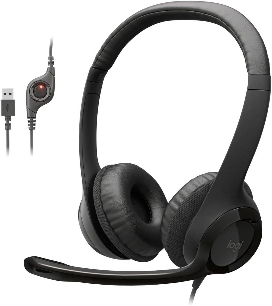 Professional Logitech H390 Wired Headset for PC with Active Noise Cancellation