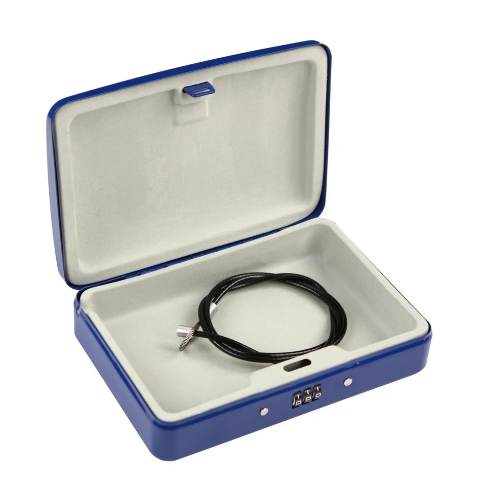 ® Water/Fire-Resistant Portable Security Case Lock Box Steel, Small Personal ...