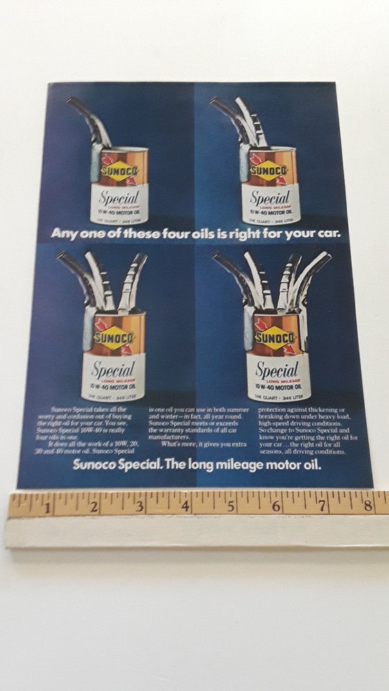 SUNOCO MOTOR OIL ORIGINAL 1973 AD