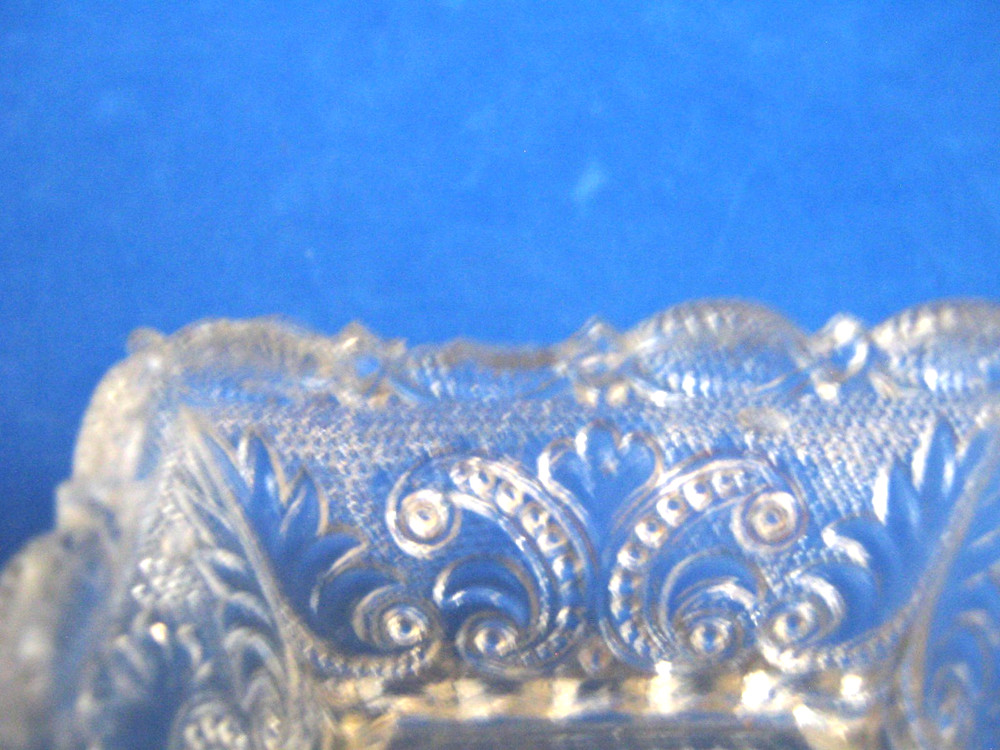 BOSTON & SANDWICH BEADED SCROLL & SCROLL LEAF LACY MASTER OPEN SALT CELLAR