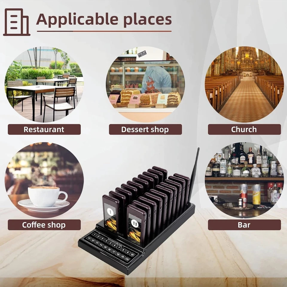 T111 Restaurant Pager System, Buzzers for Restaurant, 500M Long Range, Replaceab