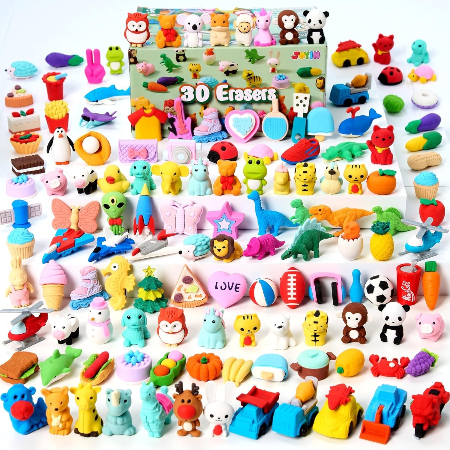 36 Pieces 3D Animal Erasers for Kids, Cute Desk Pets Classroom Rewards Bulk Set!