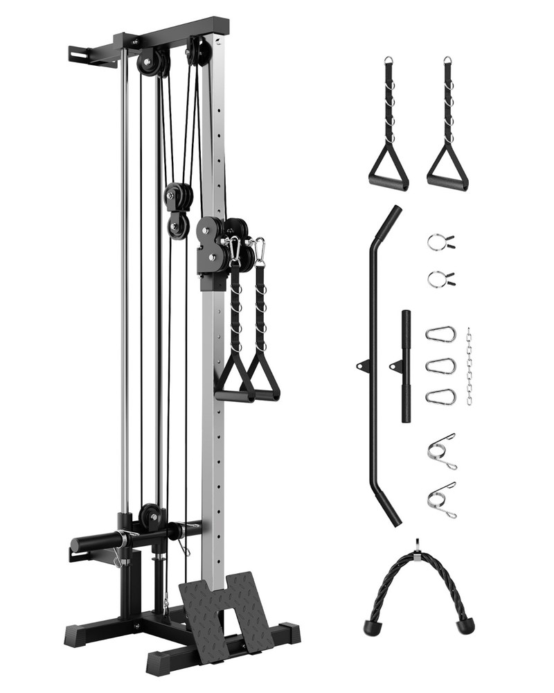 Wall Mount Cable Station LAT Pulldown Machine with 19 Positions Dual Pulley