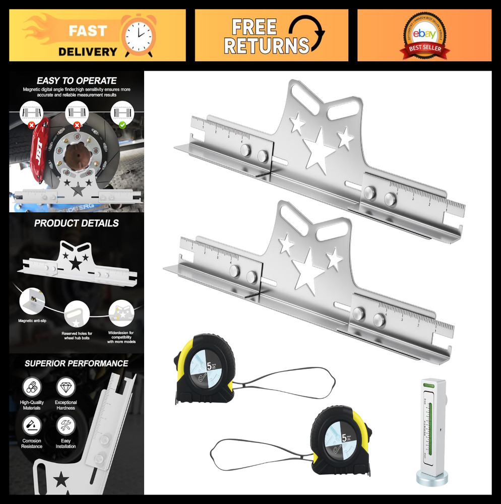 2-Pack Wheel Alignment Tool Plates, Adjustable 3-in-1 Toe & Camber Alignment Kit