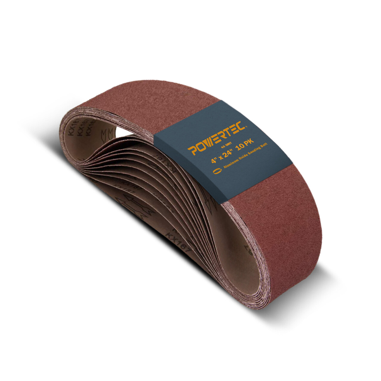 POWERTEC 4 x 24" Sanding Belt 40 Grit Aluminum Oxide Sandpaper-10 PK (110060)
