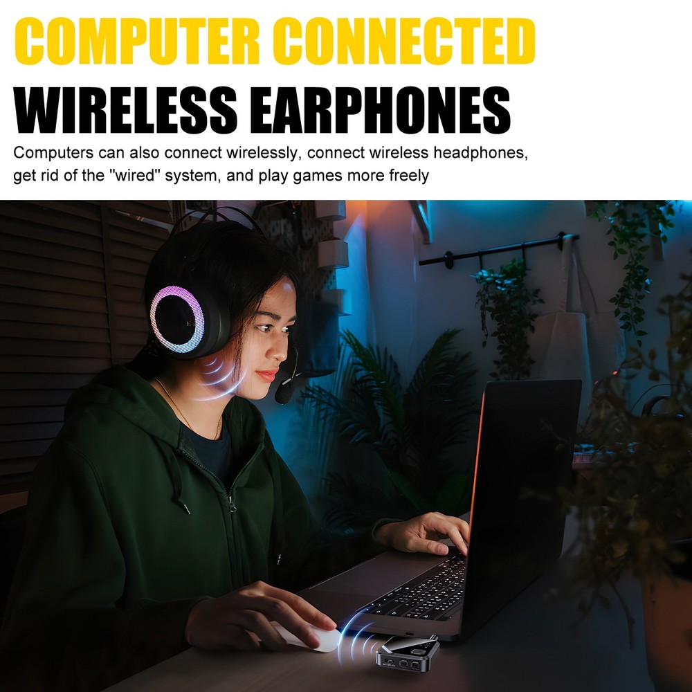 2-IN-1 Bluetooth 5.4 Transmitter Receiver Wireless Audio 3.5mm Jack Aux Adapter