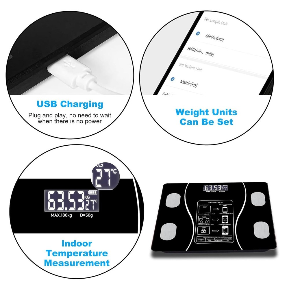 Digital Body Weight Scale with Backlit Display High Precision Bluetooth US