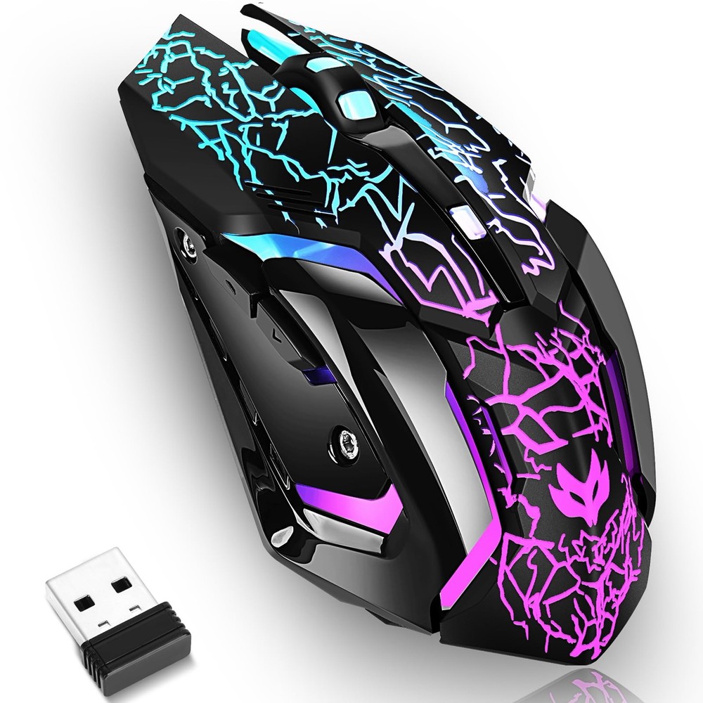 Wireless Gaming Mouse, Rechargeable Wireless Computer Mouse with TypeC Fast C...
