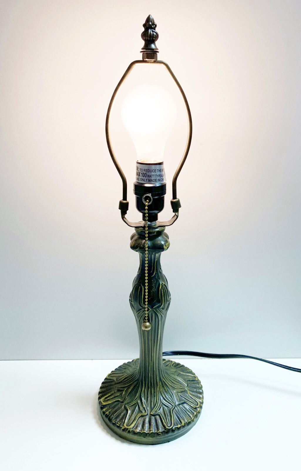 Tiffany Lamp Base-TRADITIONAL Antique Style-Base Only, 1-Light Pull Chain-Bz-16"