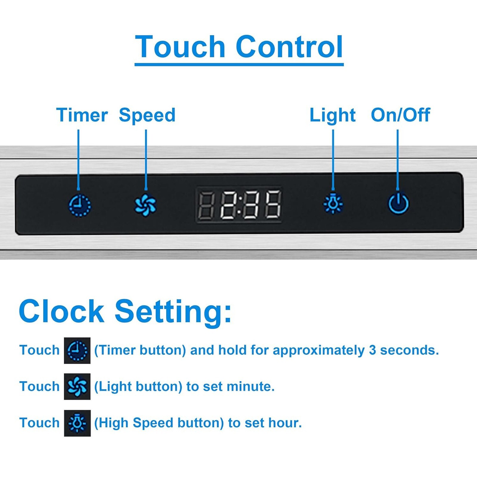 30 inch Kitchen Under Cabinet Range Hood 600CFM Stainless Steel 3-Speed Touch