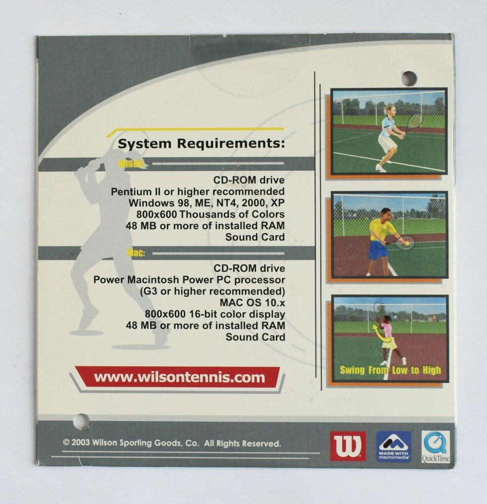 "Get a Grip" Wilson Instructional Tennis CD Computer Software Program NEW