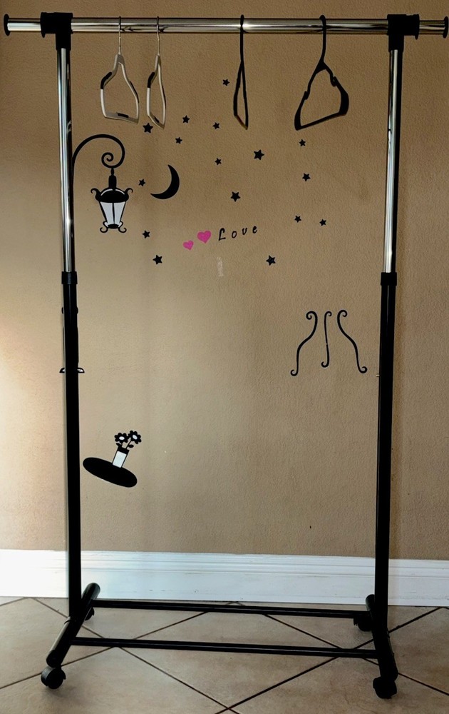 Simply Essential Portable Expandable Garment Rack Adjustable High/Width &Rolling