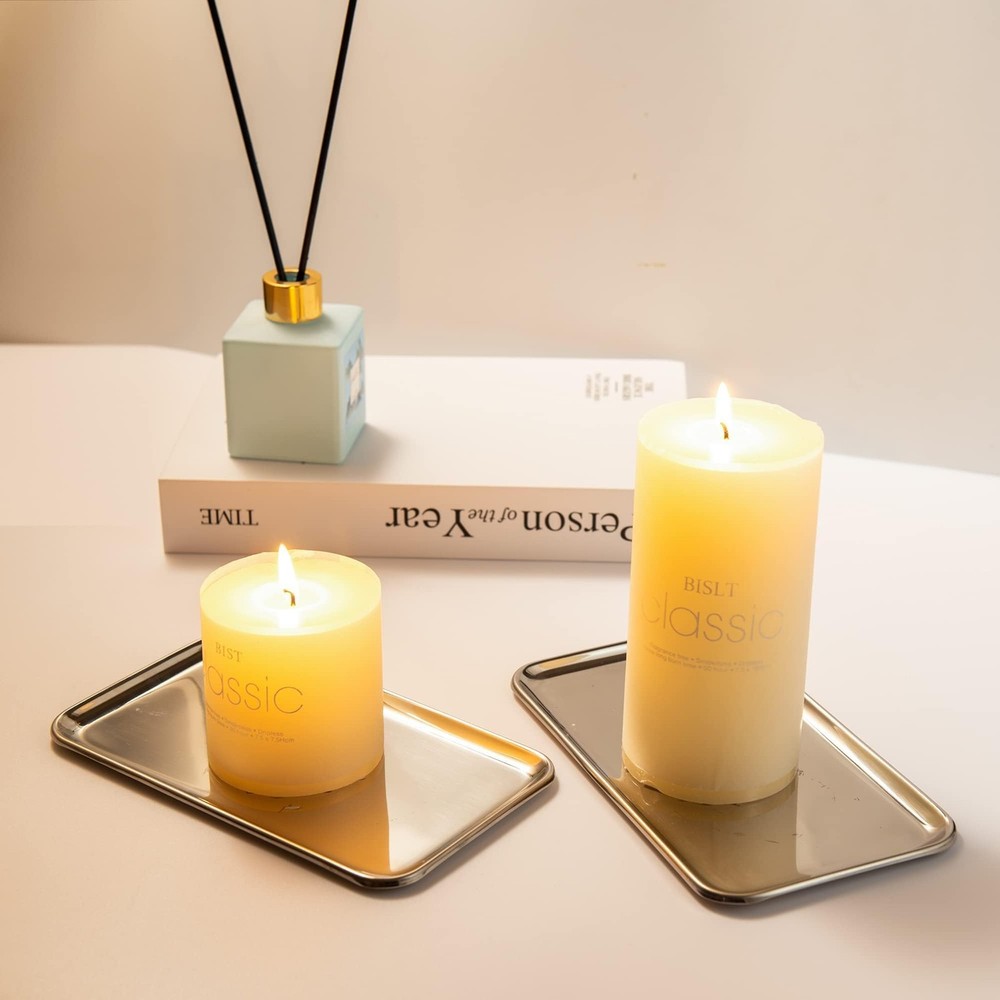 IMEEA Small Silver Tray Rectangular SUS304 Stainless 8" x 4.6" x 0.2",