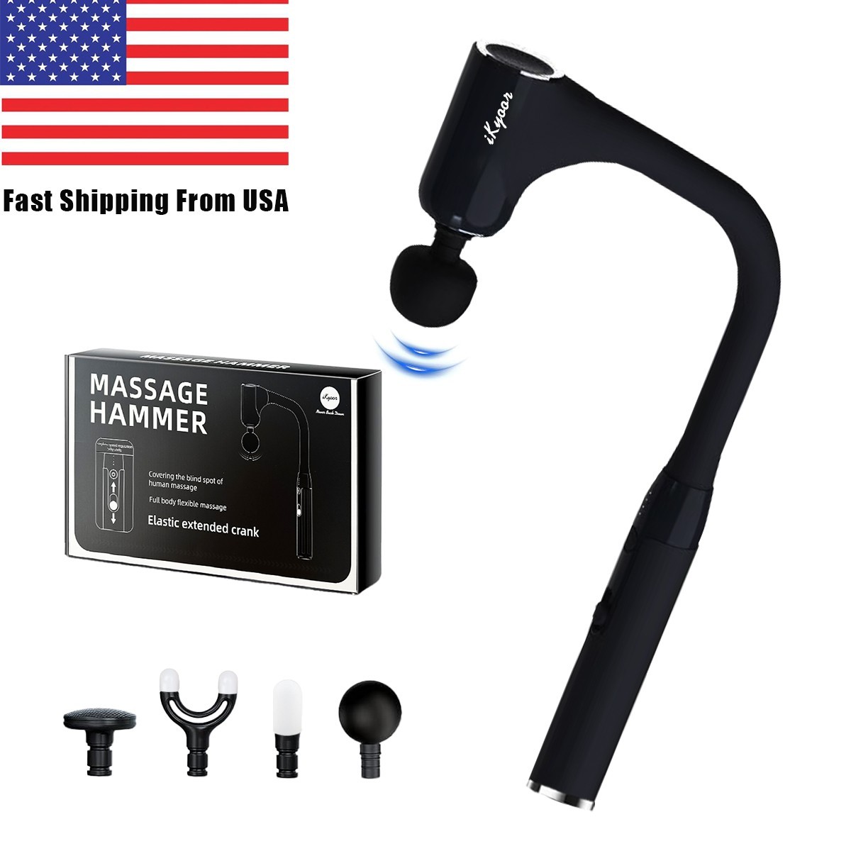 iKyoor Massage Gun Brushless Exended Handle Deep Tissue Electric Massage Hammer