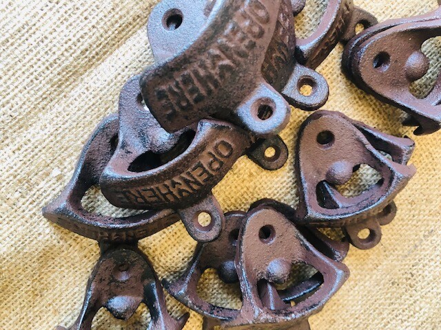 100 Rustic Cast Iron OPEN HERE Wall Mounted Beer Bottle Openers Bar Work Kitchen