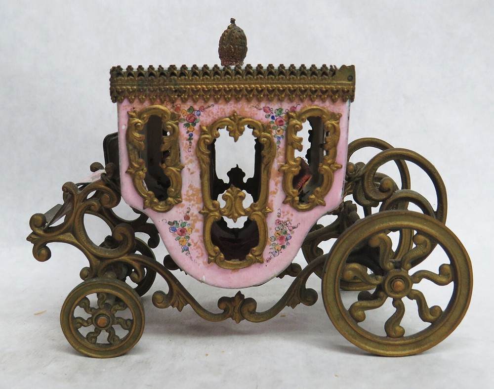 ANTIQUE AUSTRIAN BRONZE & ENAMEL CINDERELLA COACH