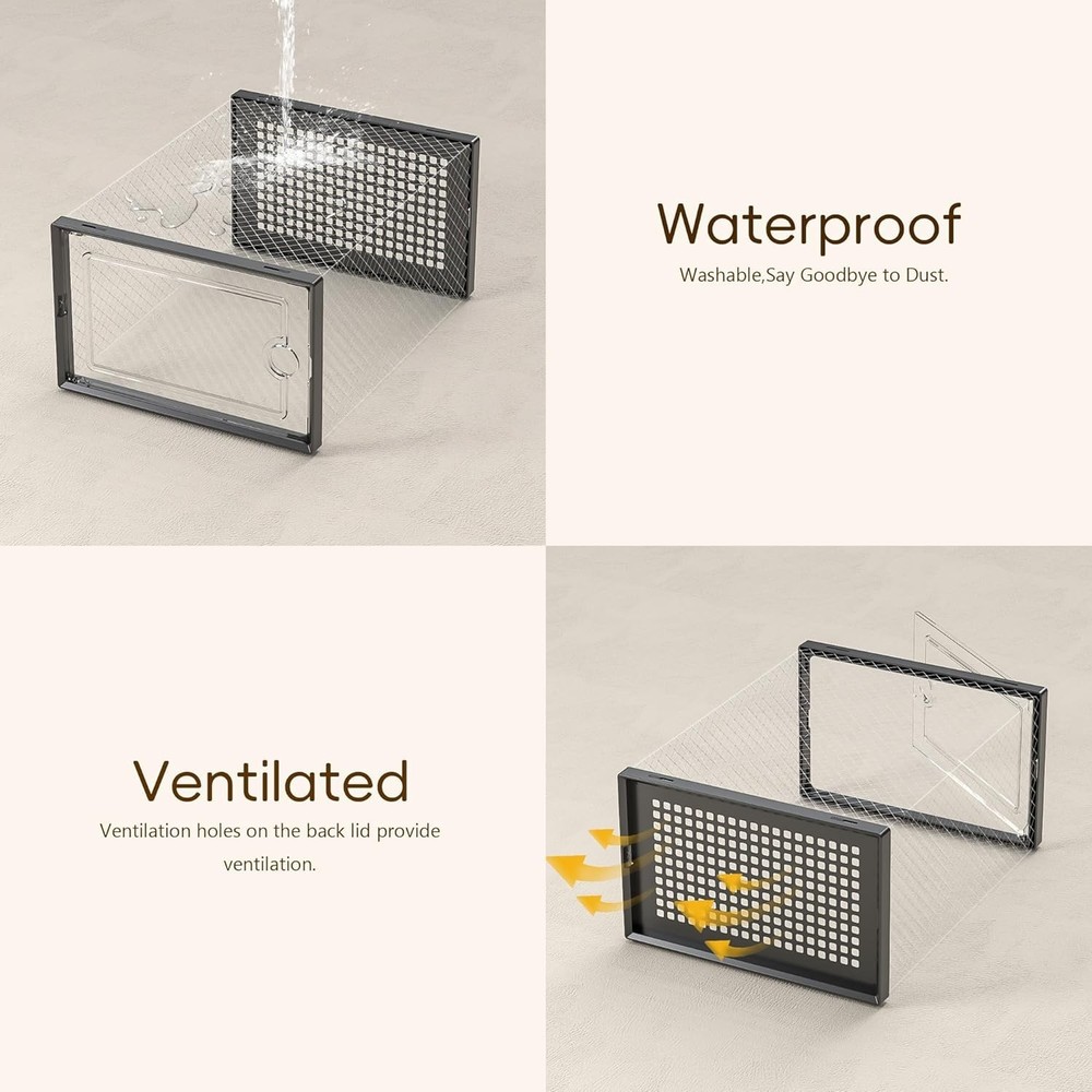 12/24 Pack XL Clear Drop Side Shoe Boxes Stackable Sneaker Storage Display Case