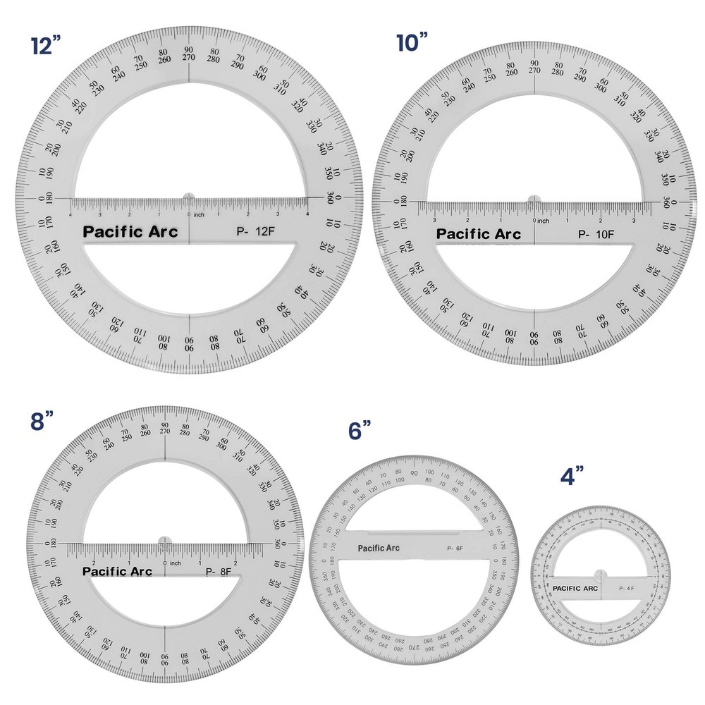8 Inch 360 Degree Plastic Circular Protractor Clear Drafting Tool Measuring