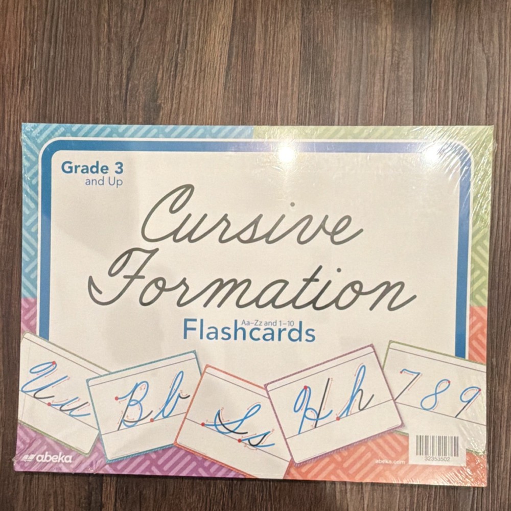 Abeka Cursive Formation Flashcards Grade 3+ Aa-Zz & 1-9