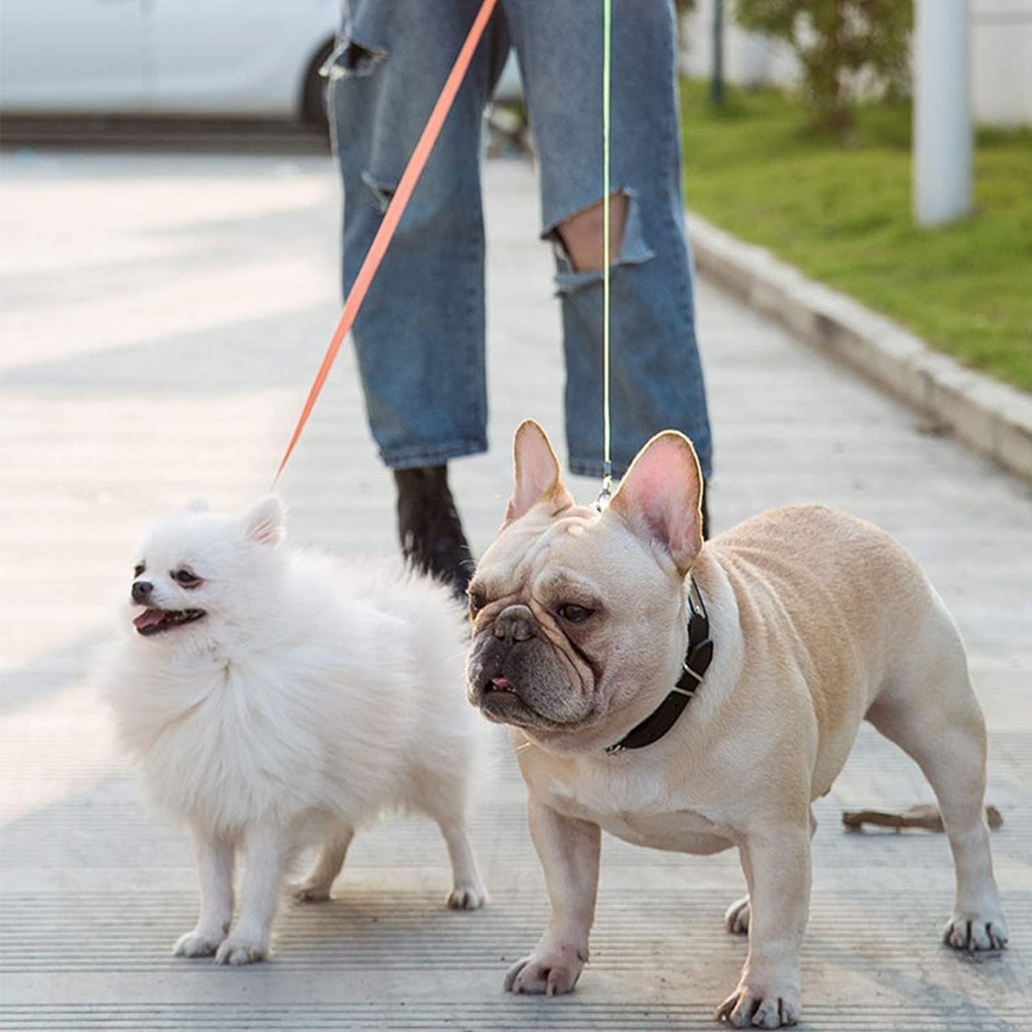 Retractable Reflective Dual Pet Leash Lead 360Swivel Double Dog Walking Leash A+