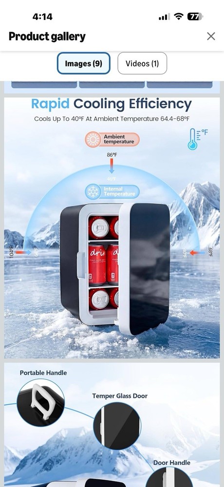 Electactic 10L Compact Mini Fridge, Portable Small Refrigerator, Small