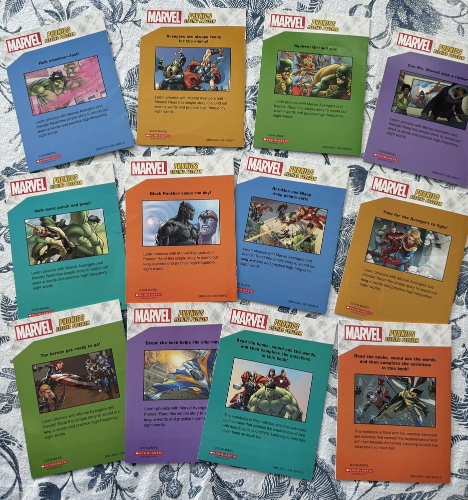 Marvel Phonics Reading Program Complete Set Of 12 Scholastic Books Clean