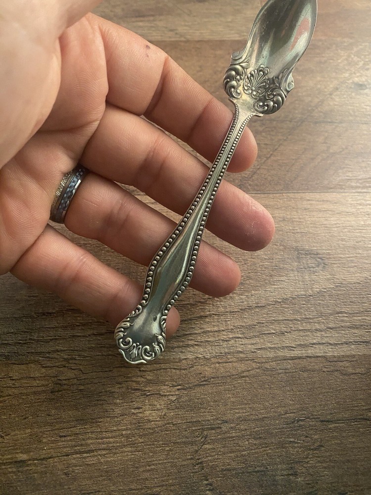 Silverplated Fruit Spoon W in Diamond Unknown Pattern