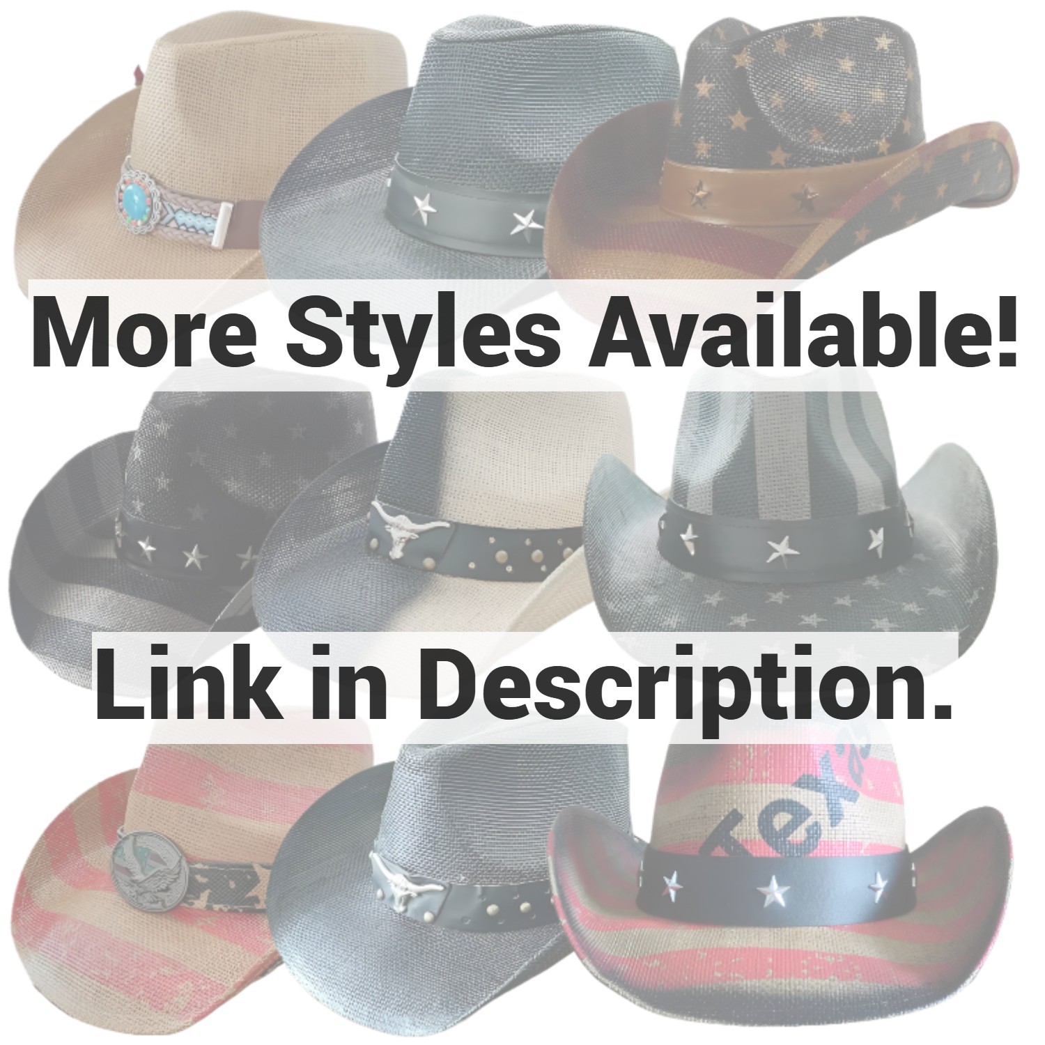 STRAW COWBOY HAT Black with Silver Star Black Band (Adult Size) Shipped in a Box