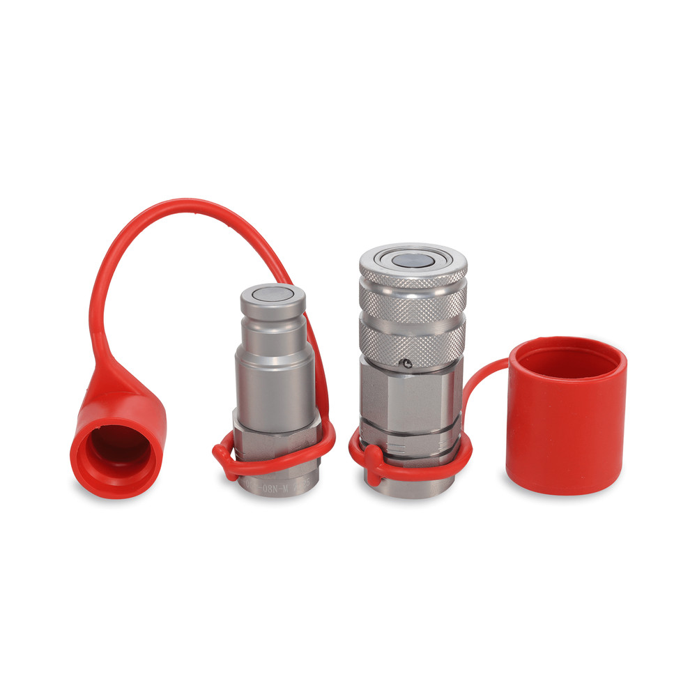 3/8″ Flat Face Hydraulic Quick Couplers Set - 1/2″ NPT Thread