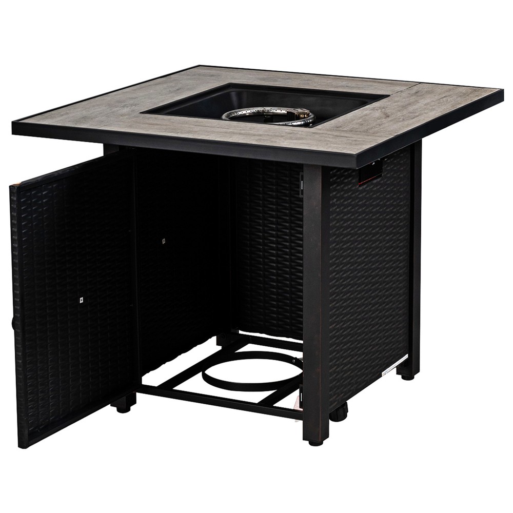 30" Gas Fire Table 50,000 BTU Square Propane Fire Pit Table Patio Yard