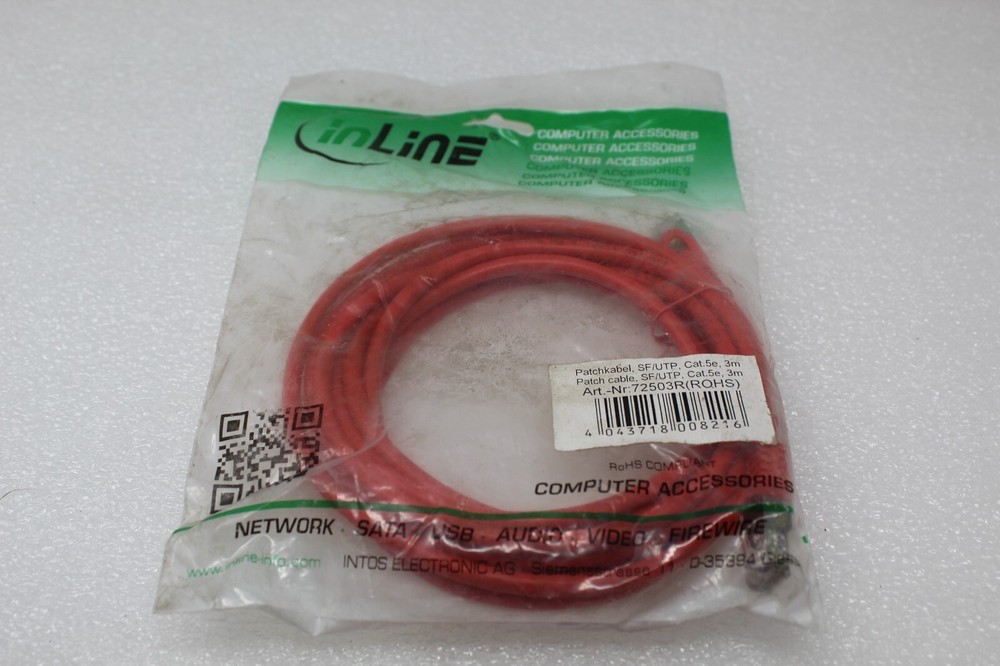 NEW SEALED  InLine® ART-Nr: 72503R (ROHS) SF/UTP Patch Cable Cat 5e  3m
