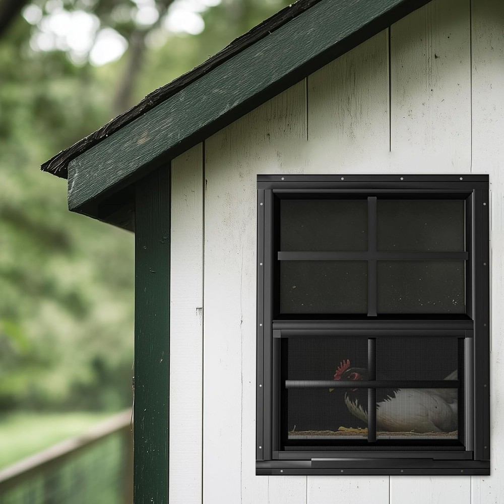Shed Windows 18x23" Black, Flush Mount, Tempered Glass, Rust-Resistant