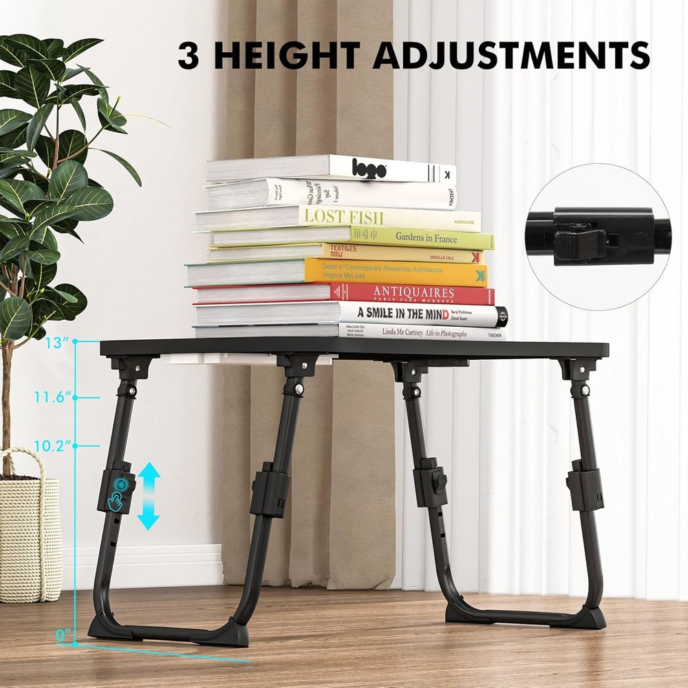 Laptop Table for Bed Adjustable Height Foldable With Storage Portable Lap Desk
