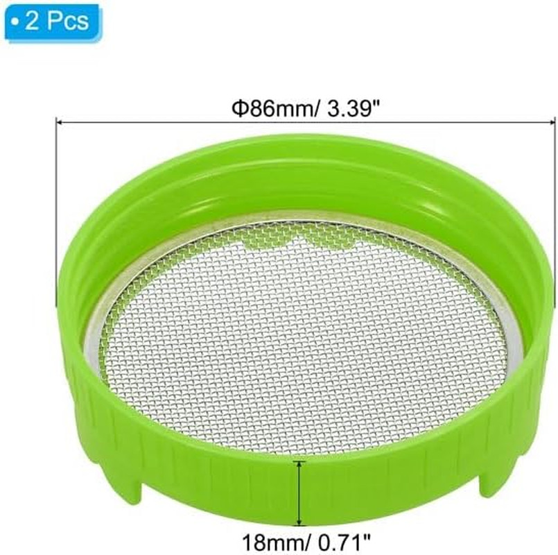 2Pcs Green Sprouting Lids, Removable Stainless Mesh Screen Lids for 86Mm Wide Mo