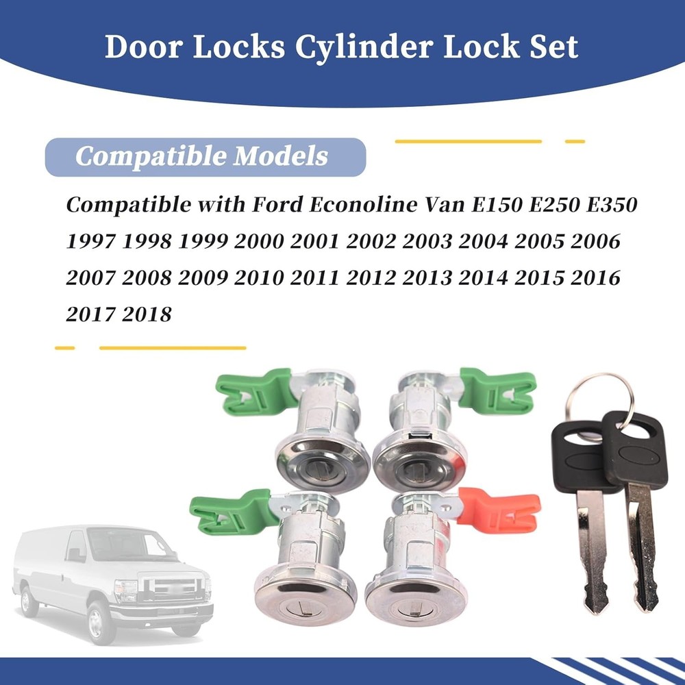 Door Locks Cylinder Lock Set Compatible with Ford Econoline Van/E-150/E-250/ ...