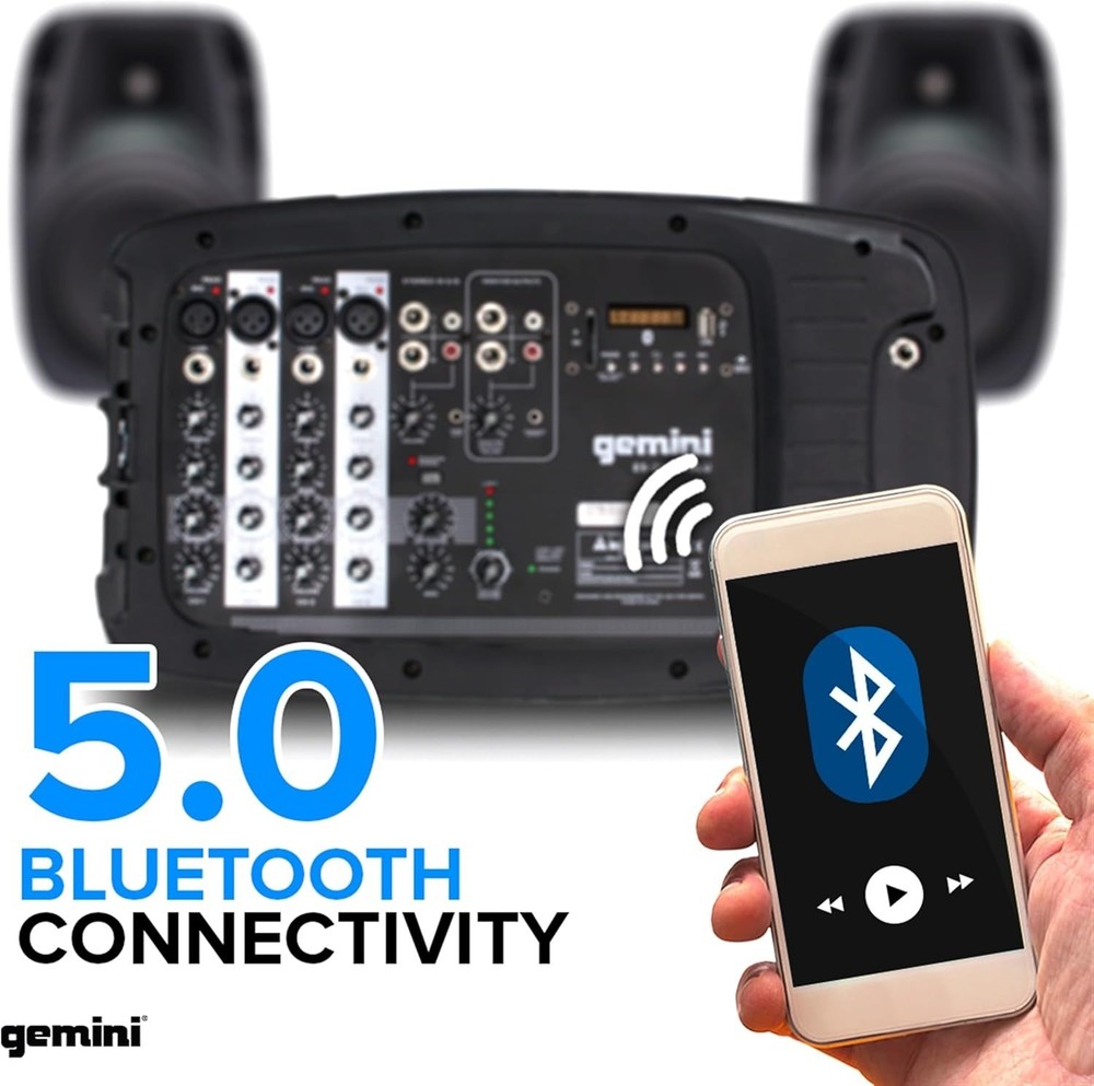 Portable PA System Bluetooth Speakers Microphone Mixer Stands 600W