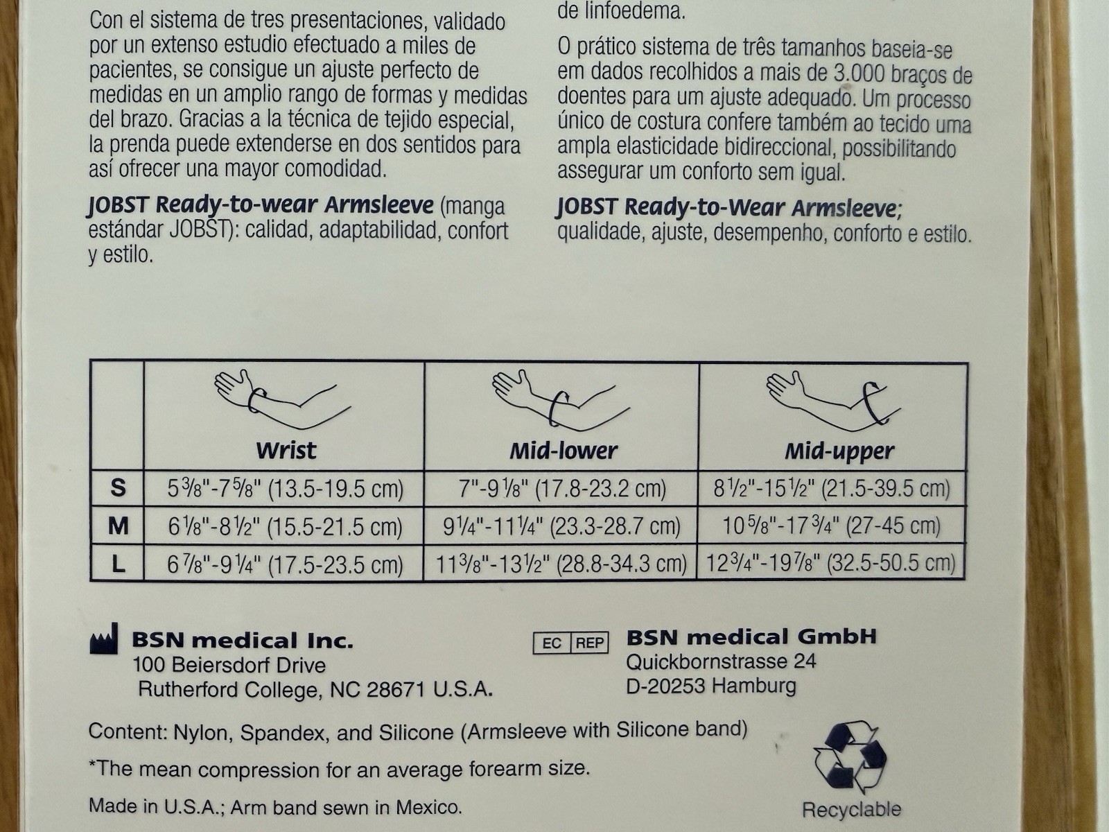 Jobst Lymphedema Arm sleeve Size Medium Compression Arm Sleeve