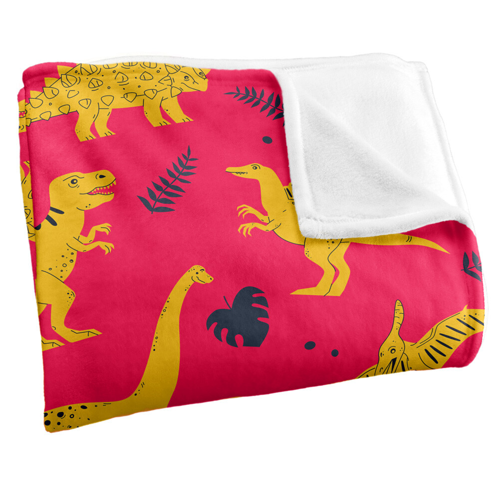 Hand Drawn Dino Pattern Silky Touch Super Soft Throw Blanket
