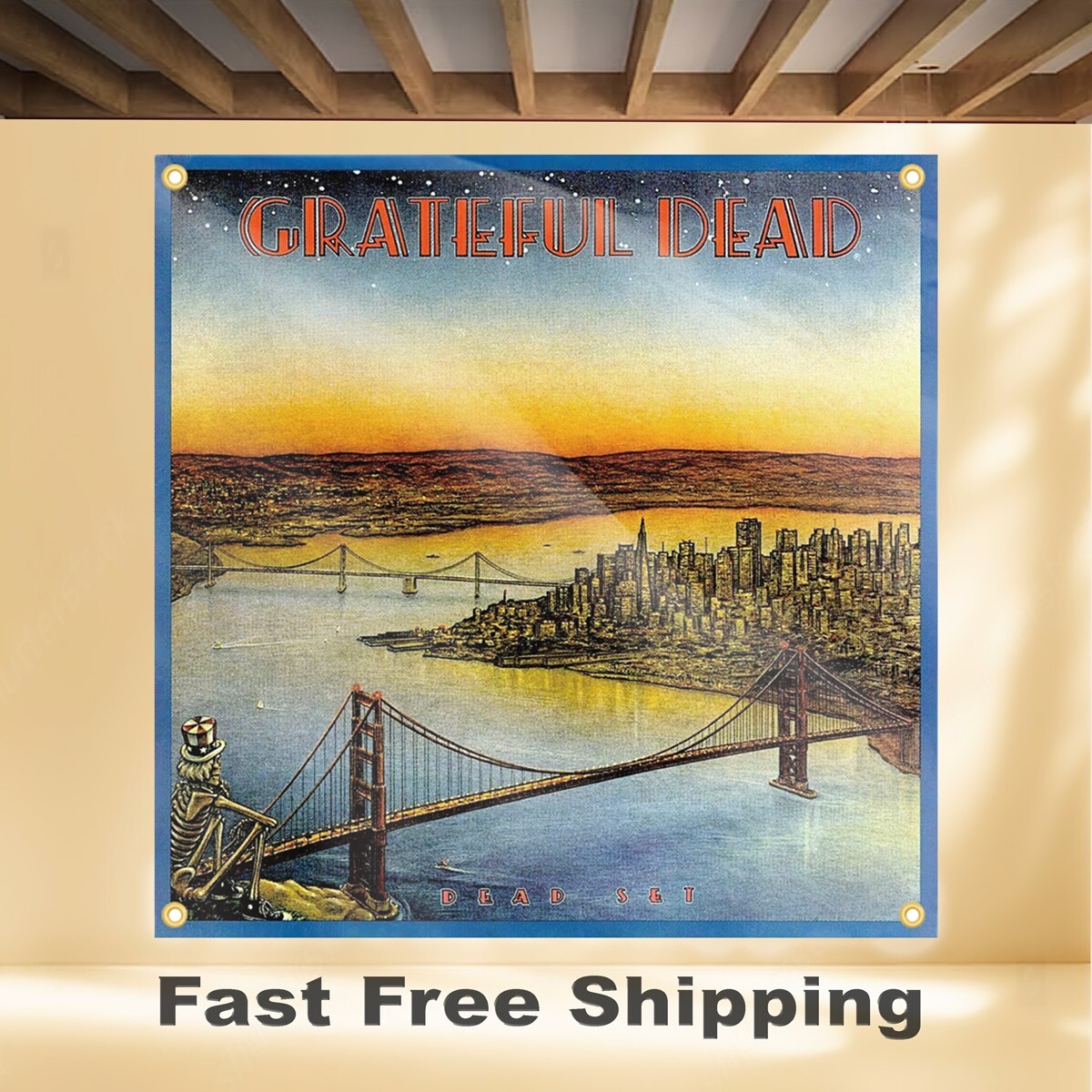 GRATEFUL DEAD DEAD SET 4'X4' BANNER ALBUM COVER ART FABRIC POSTER FLAG TAPESTRY