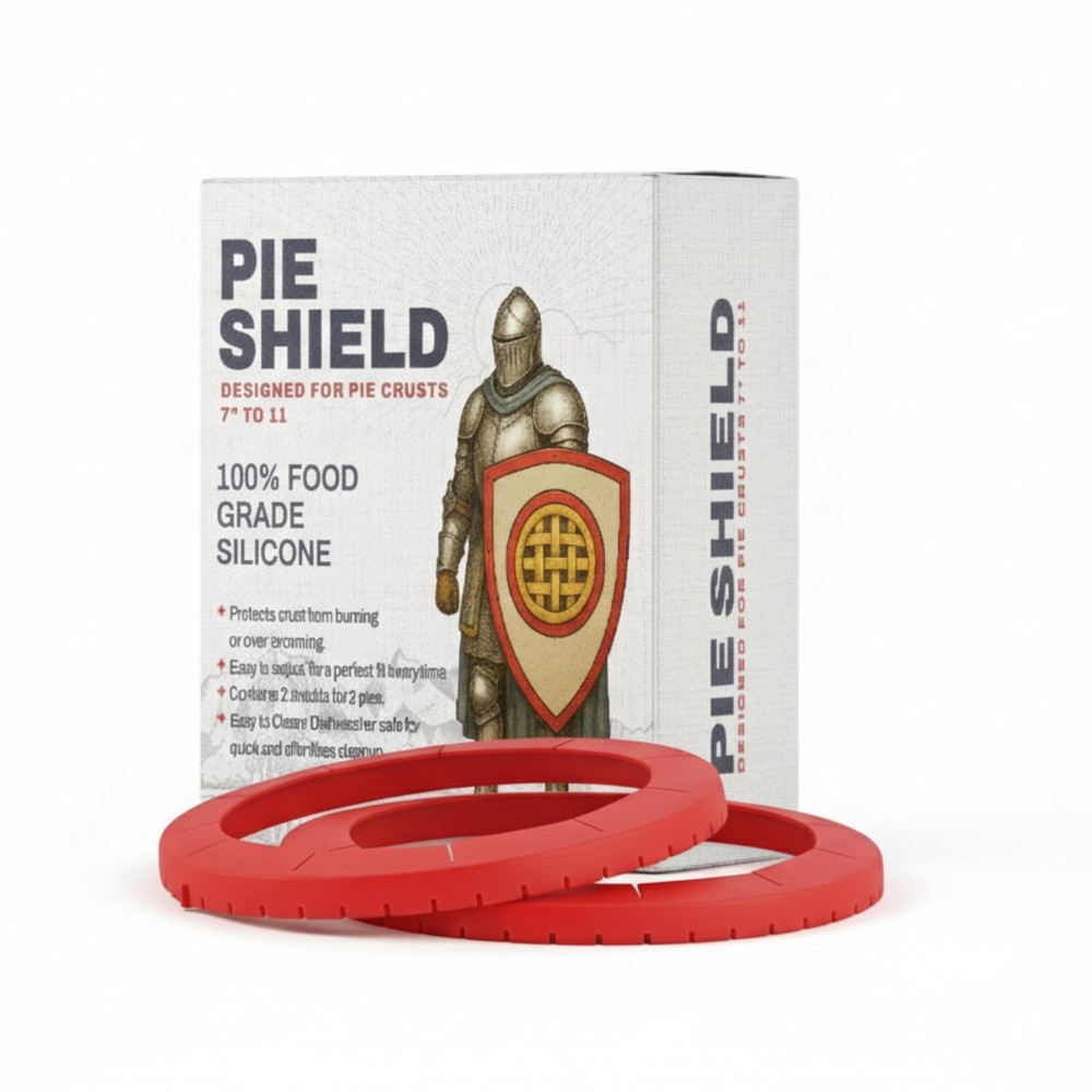 BakeBarn Pie Shield, 2 Pack Crust Protector, 100% Adjustable, Red