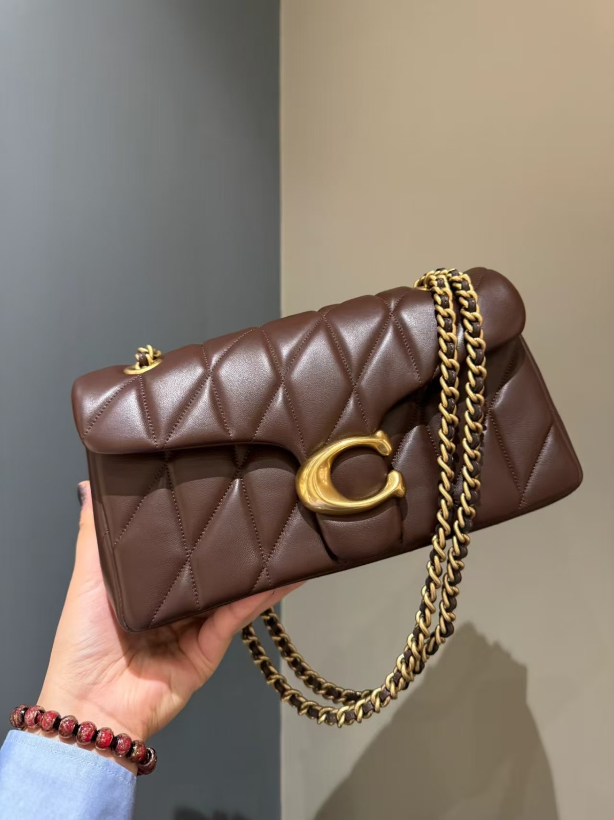 COACH Tabby 26 Quilted Shoulder Bag Leather Maple CP150