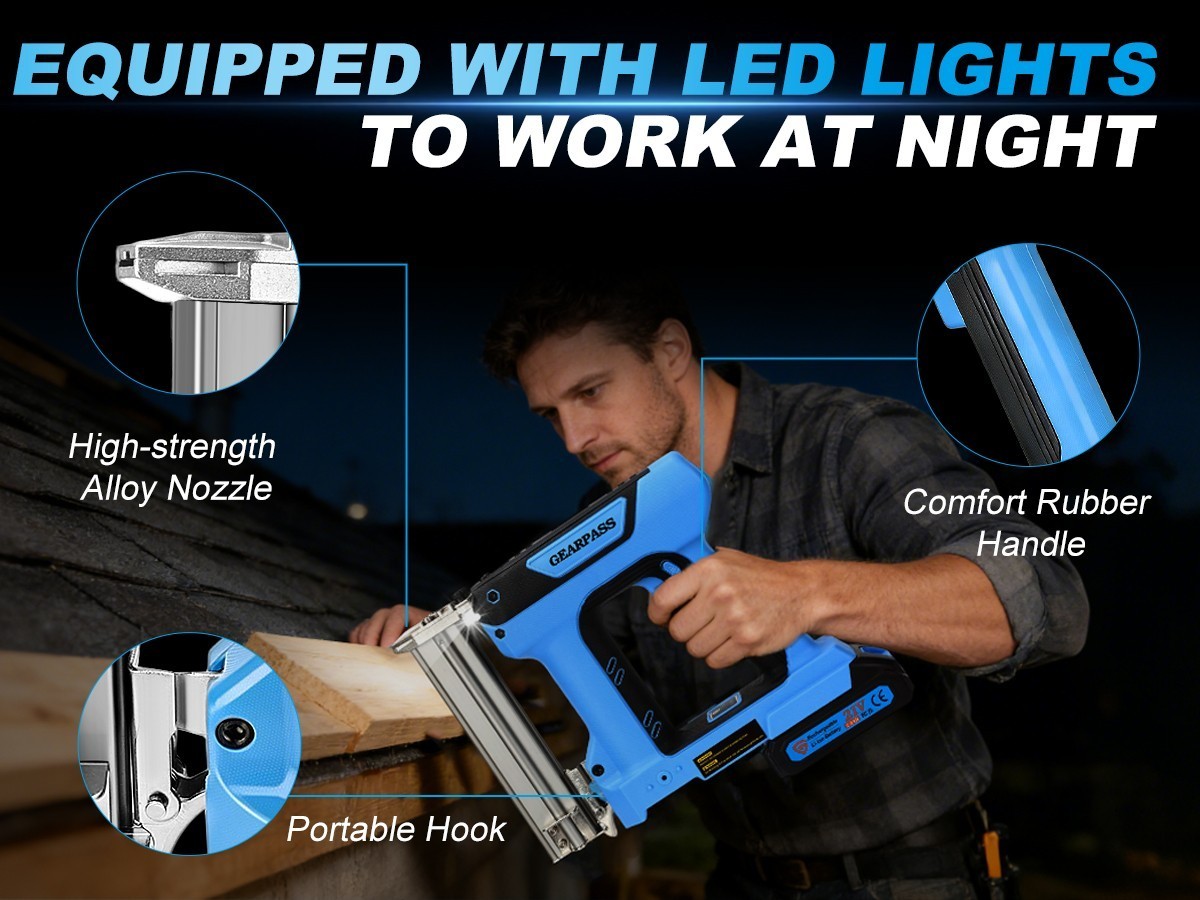 21V 2 in 1 Cordless Nail Gun Brad Nailer with 18 GA w/ Charger & 2 Batteries