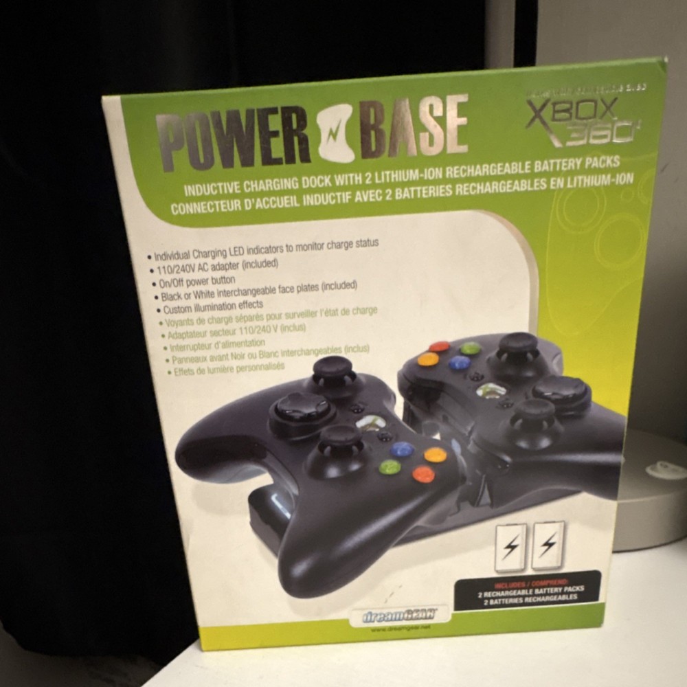 dreamGEAR Power Base Inductive Charging Dock for Xbox 360 Controllers 2 Pack