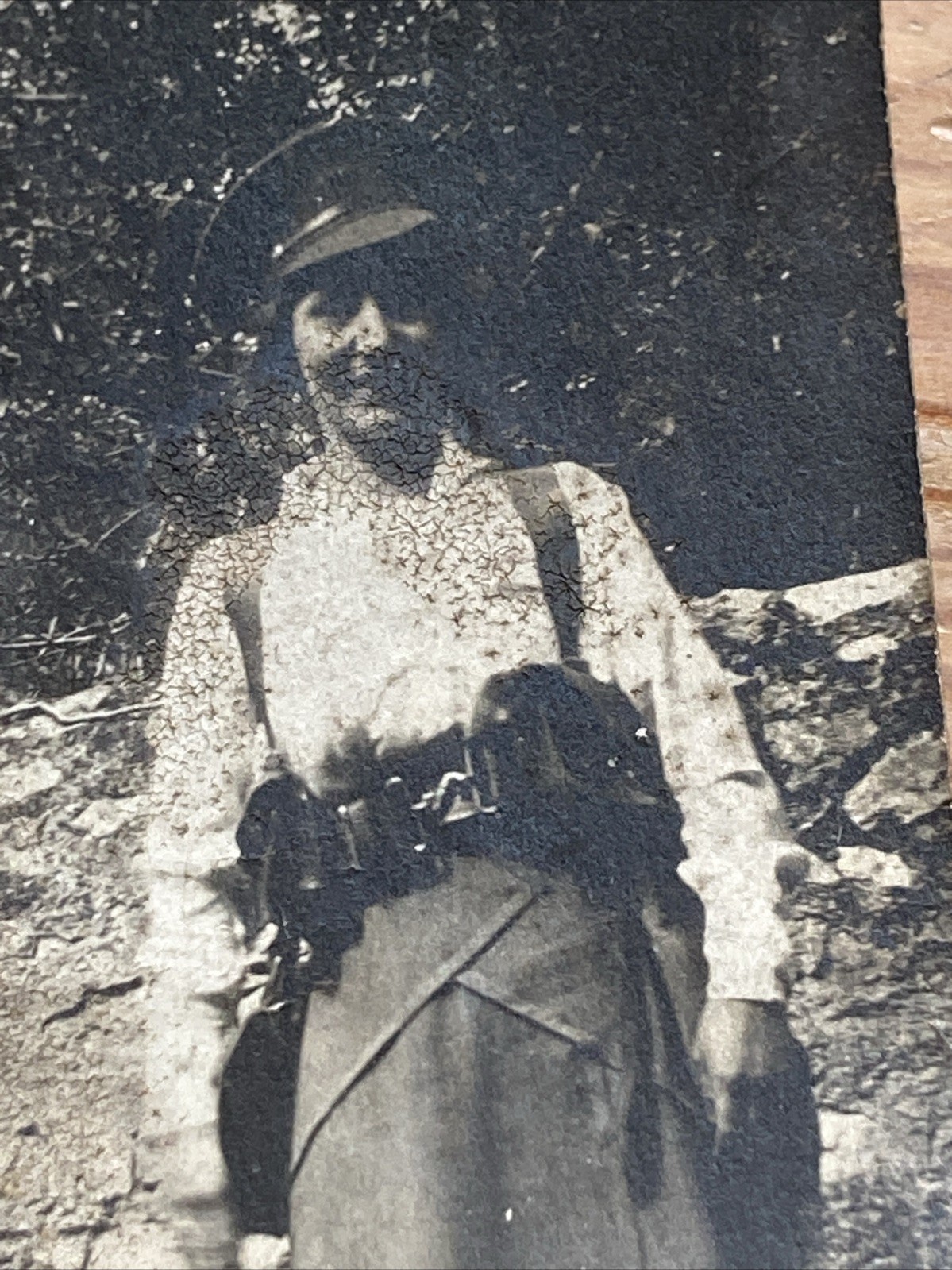 WWI era Photo Two Women In Army Gear 8x8cm