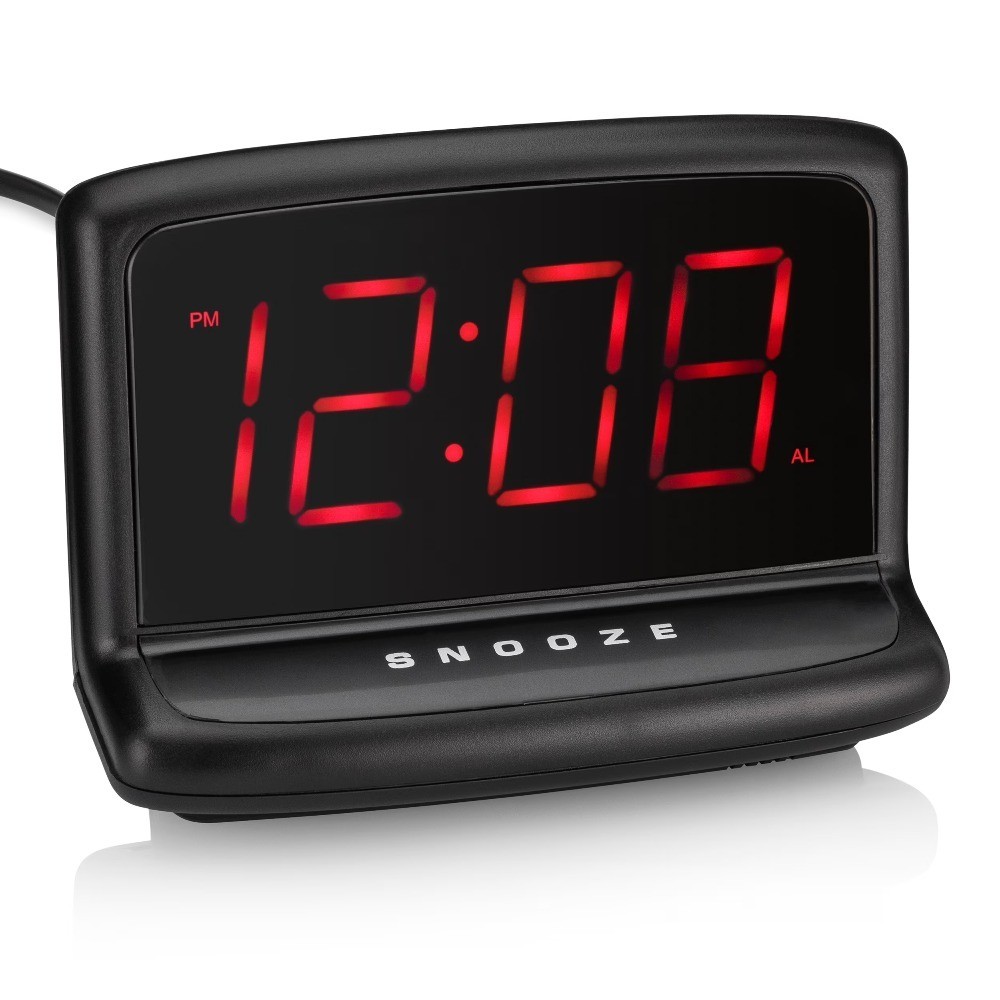 Large 1.4" LED Digital Alarm Clock with Deep Sleep Function Black Electric