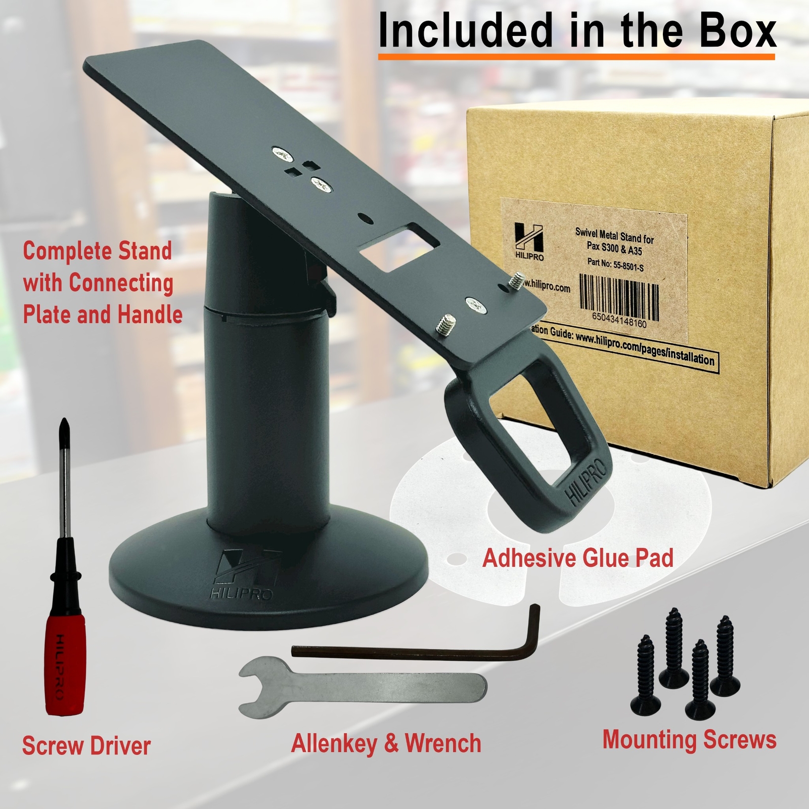 Hilipro Swivel Stand for Pax A35 Credit Card Machine Terminal PIN Pad-A POS Kit